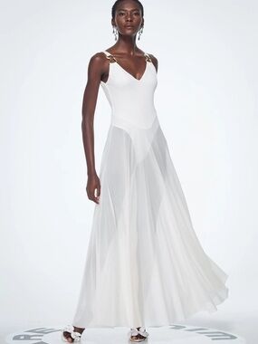 Mesh White Maxi Dress